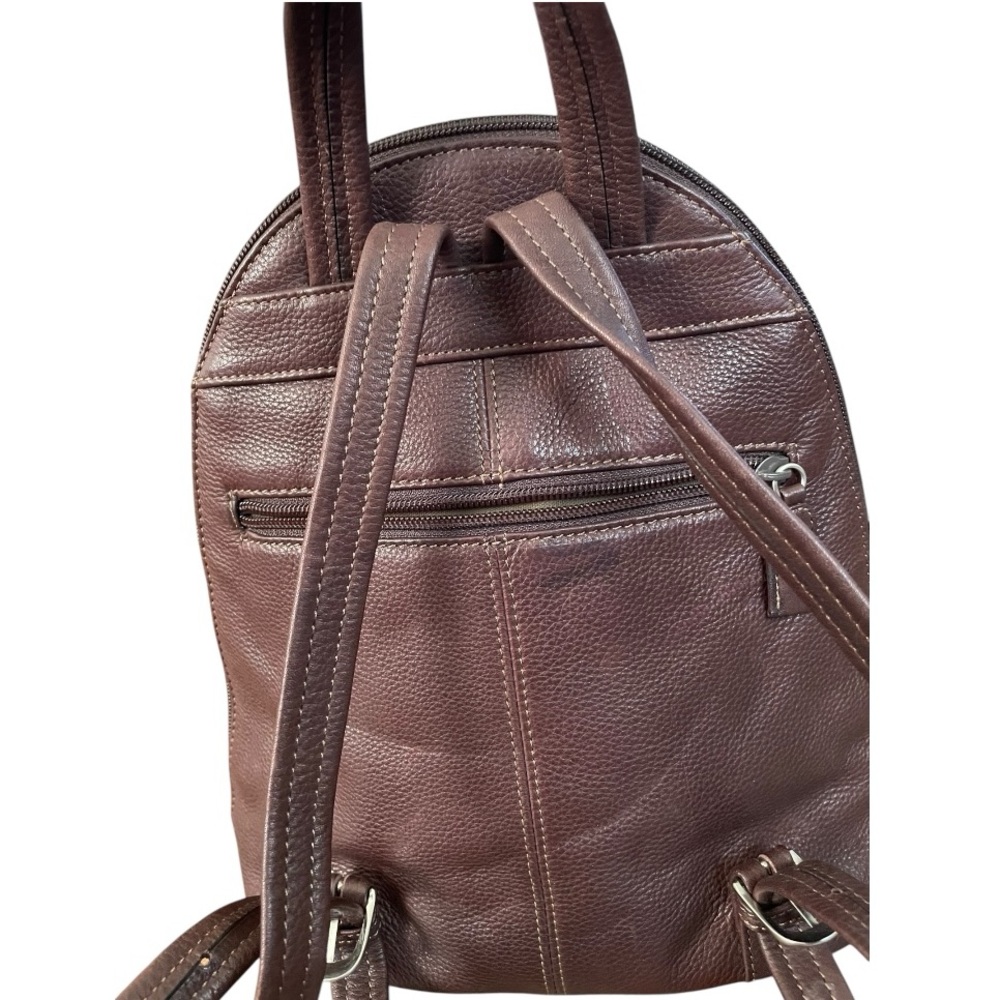 Vtg Tig Two by Tignanello Distressed Brown Leather Small Backpack Unique Style - Picture 3 of 7
